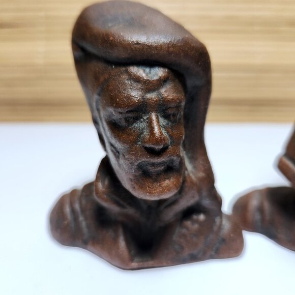 Renaissance Vincenzo Farci Italy Man and Woman Ceramic Bust Heads Pair - Picture 3 of 12